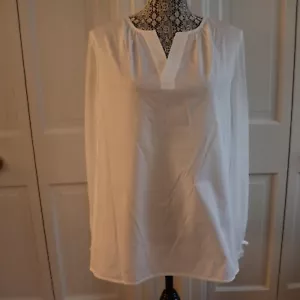 Camicetta bianca H Halston maniche trasparenti - media - nuova con etichetta - $99 - Foto 1 di 7