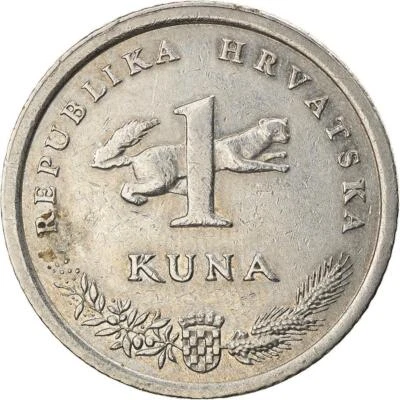 Croatian Coin Croatia 1 Kuna | Marten | Nightingale Bird | 1993 - 2021 - Image 1 of 4
