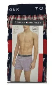 Tommy Hilfiger 3-Pack Slim Fit Woven Boxers X-Large (40-42) Assorted Navy/Red - Picture 1 of 3