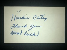 1942 SENATORS: Hardin Cathey, SIGNED 3x5 Card (JS), D.1997