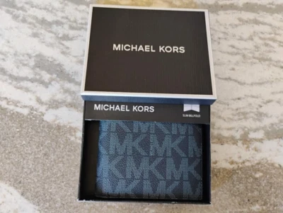 Billetera de cuero delgada con logotipo de Michael Kors en caja ¡COMO NUEVA ENVÍO GRATUITO! Foto 1 de 2