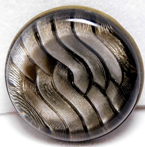 LARGE Antique Vtg Glass in Metal BUTTON NICE Cover