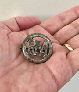 Antiguo Pin ROMA peroné bronce plateado intacto - Imagen 1 de 9