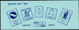 Folleto de exhibición de estampillas South-Pex 1993 - 3 etiquetas de franqueo pagadas Boxlink. - Imagen 1 de 3
