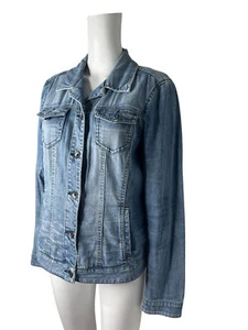 Esprit Vintage Denim Jacket Coat Size Large Womens Blue Cotton Fitted Pockets - Picture 1 of 9