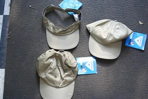 BROWN HYPERKEWL evaporative cooling Adjustable 2 Hats 1 visor NEW WITH TAGS - Picture 1 of 4