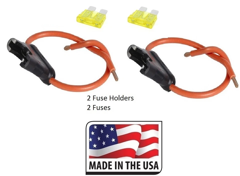 (2 PC) PORTAFUSIBLES ATC CALIBRE 12 EN LÍNEA CON (2 PC) FUSIBLE DE 20 AMPERIOS Hecho en EE. UU.  Foto 1 de 1