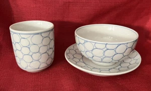 IKEA Of Sweden Cup Saucer Bowl Set Blue Bubbles/ Circles 17335 Discontinued - Picture 1 of 10