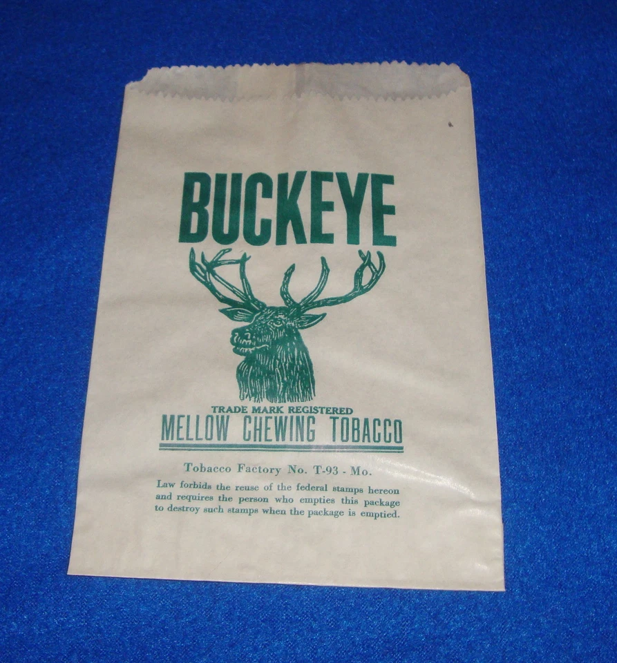 Bolsa de tabaco para masticar Buckeye vintage vacía nueva de Lote Antiguo Foto 1 de 1