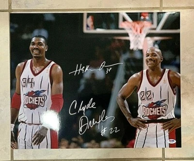 Olajuwon/Drexler Signed 16x20 Photo Auto PSA/DNA W15187 - Image 1 of 2