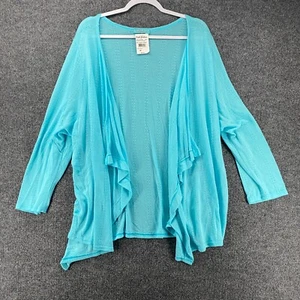 Fresh Produce Cardigan Sweater 3X Blue Waterfall Open Front Beachy Resort Preppy - Picture 1 of 8