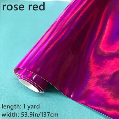 1 Yard Laser Mirrored PU Faux Leather Fabric Clothing Accessory Bag Shoes Shiny - Image 1 of 4