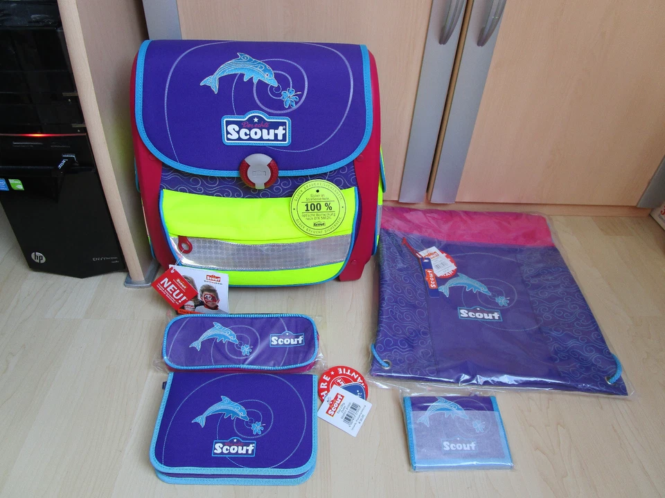 Scout Schulranzen Set 5tlg. Delfin - Bild 1 von 4