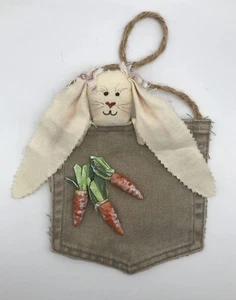 Crafty Hand Made In Jean Pocket Easter Bunny With Carrot - Picture 1 of 4
