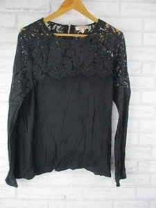 Diana Ferrari womens top blouse black lace trim 18 long sleeve - Picture 1 of 9