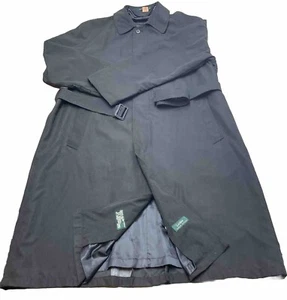 Vintage Ralph Lauren Trench Coat Mens 46L Black Classic Belted Ships Free - Picture 1 of 8