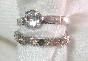 xx Conjunto de anillo de boda vintage de diamantes 3D de plata y cristal Estate encanto B - Imagen 1 de 12