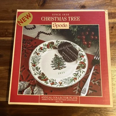 Spode Christmas Tree 2021 Annual 8" Collector Plate Dishwasher Safe Open Box
