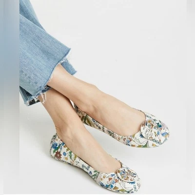 Tory Burch Minnie Ivory Meadow Folly 皮革芭蕾平底鞋 8.5 码 — 第 1/4 张图片