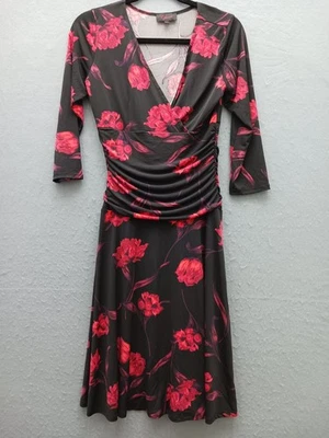 Vestido Roberta Mujer 6 Negro Floral Cuello en V Manga 3/4 Estilo Envolvente Acanalado Informal Foto 1 de 4