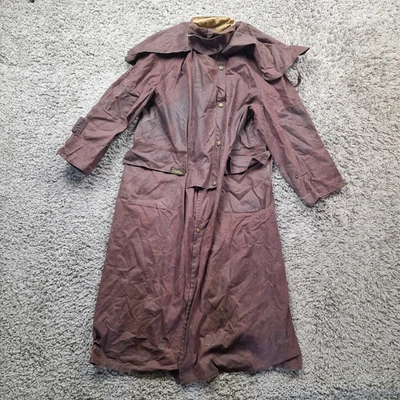 Abrigo Drizabone Para Hombre Pequeño Marrón Zanja Encerado Largo Montar Impermeable Foto 1 de 4