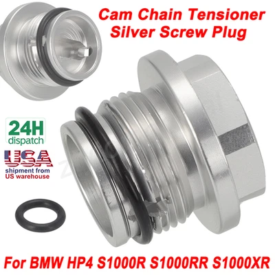 Tensor de cadena de leva plateado para BMW S1000R S1000XR S1000RR HP4 2009-20 tapón de tornillo Foto 1 de 4