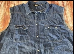 4 Guide Gear & RK Size XLT Denim Jean Vest Jacket Work Shirt Fringe Hem Pockets - Picture 1 of 17