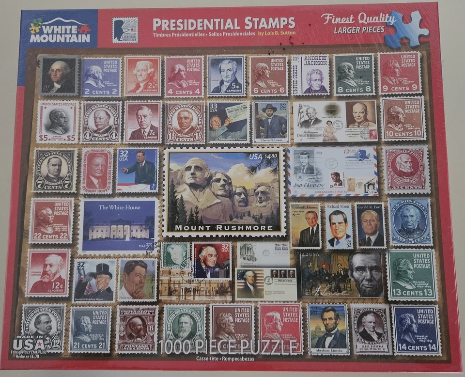 USPS PRESIDENTIAL STAMPS 1000 Piece 24" X 30" Collectible Puzzle BRAND NEW - Image 1 of 1