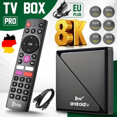 Neu Smart TV BOX Android 14 5G WIFI 8K HD 2+16GB Quad Core Media Player HDMI DE - Bild 1 von 4