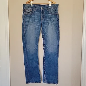 True Religion Herren Jeans Section Straight Blau Größe 38 Pocket Flaps Whiskering - Bild 1 von 12
