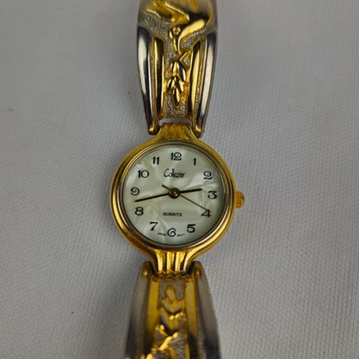 Collezio кварц серебро/золото тонированные голуби/мир швабра шкала манжеты браслет новый аккумулятор - Изображение 1 из 4