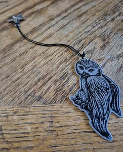 VTG HARRY POTTER HEDWIG Metal Owl Bookmark Snowy Owl With Star 2000 Scholastic - Picture 1 of 2