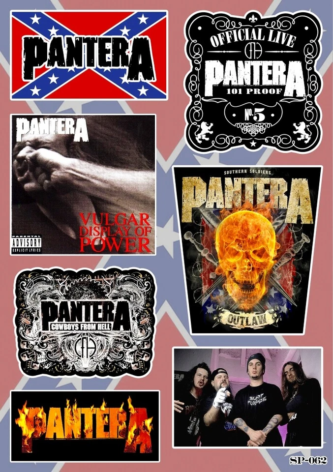 Paquete de pegatinas Pantera | Outlaw Skull Groove Thrash Heavy Glam Metal Banda Logo Foto 1 de 1