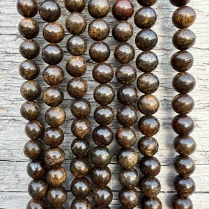 Echte Bronzit 6mm 8mm Perlen 38cm Strang Schmuckstein für DIY Armband Mala - Bild 1 von 9