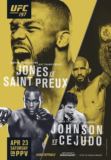 Póster oficial UFC 197 27x39 tamaño completo - JON JONES Demetrius Johnson 23/04/2016 Foto 1 de 1