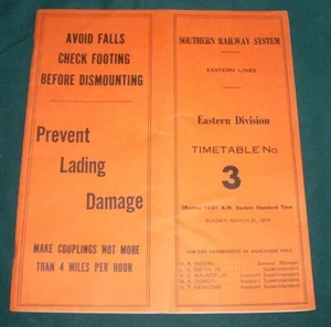 1974 Southern Railway Eastern Division Employee Timetable # 3 - Picture 1 of 1