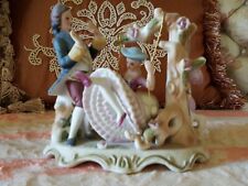 Vintage Porcelain Victorian Couple On Swing 5 1/2" Tall French
