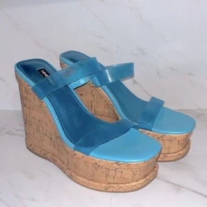 NEW Nine West RAPP turquoise wedge sandal sz 7.5.   (A10) - Picture 1 of 4