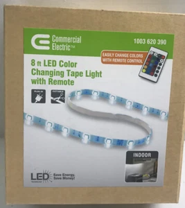 Commercial Electric 8 ft. Indoor LED Color Changing Tape Light With Remote - Picture 1 of 6