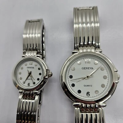 Juego de relojes de cuarzo Geneva plata colección clásica parte posterior de acero inoxidable Foto 1 de 4