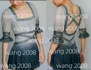 Figure Skating Competition Dress Ice Skating Training Dress Costume grey dyeing - Picture 1 of 6