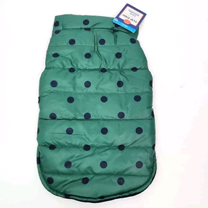 Top Paw Green & Navy Blue Polka-dot Puffer Dog Coat Jacket Vest Winter Small - Picture 1 of 3