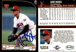Kurt Bierek Signed 2000 Blueline Q-Cards Indianapolis Indians #5 Card Auto