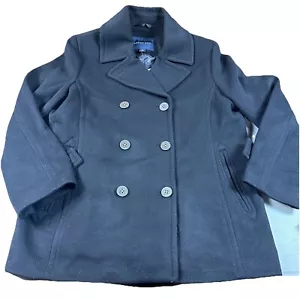 Lands End Women’s Peacoat Size 16 Petite 16p Black Wool Cashmere - Picture 1 of 14