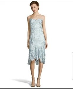 ❤ AMAZING MARCHESA BLUE FLORAL STRAPLESS DRESS NWT SZ 8 - Picture 1 of 1