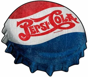 PEPSI COLA BOTTLE CAP DOUBLE DOT LOGO HEAVY DUTY USA MADE METAL ADVERTISING SIGN - Picture 1 of 1