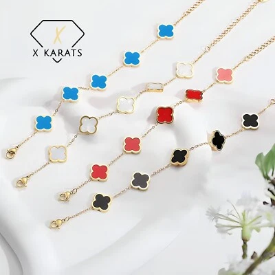 18K Gold Plated Clover Bracelet Set 4-Piece Lucky Four-Leaf Clover Bracelet Set - Image 1 of 4