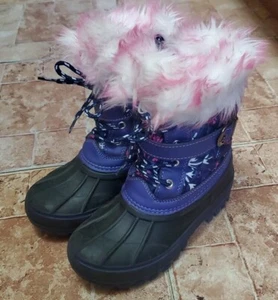 Dream Pairs Girld Waterproof Insulated Boots w/Faux Fur Kriver-3 Purple Size 12 - Picture 1 of 12