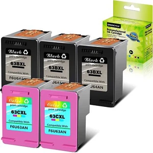 Greencycle 63XL 3PK czarny i 2PK kolorowy wkład atramentowy pasuje do HP DeskJet 2134 2136 - Zdjęcie 1 z 10
