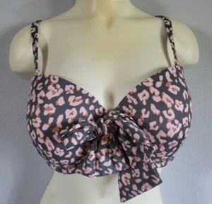 Shade & Shore Grey/Pink Cheetah Prink Underwire Size 36DD Bikini Top - Picture 1 of 4